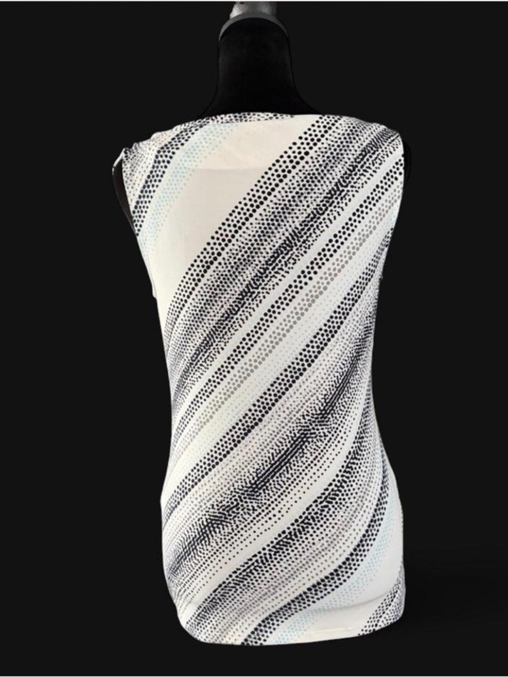 White House Black Market Polka Dot Sleeveless Blouse XXS  Black & White Stretch - Picture 4 of 5
